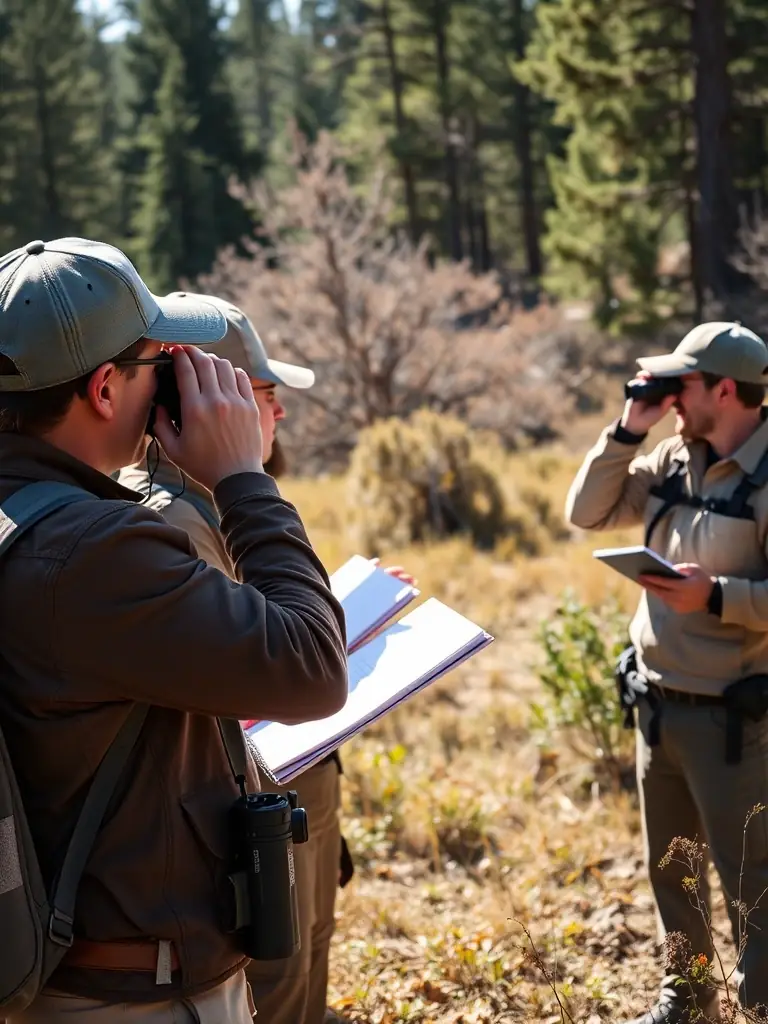 A photograph showcasing AMICALE DE CHASSE ET INTER- COMMUNALE DE MAISONS members conducting a wildlife census, highlighting their dedication to monitoring and protecting local fauna.